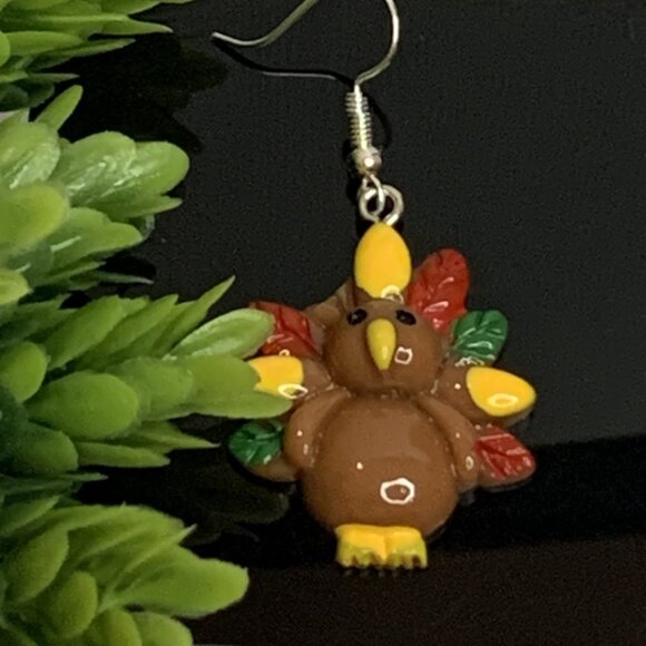 Turkey Earring, Fall Earring, Thanksgiving Earring, Holiday Earring, Gift Idea - Picture 5 of 9